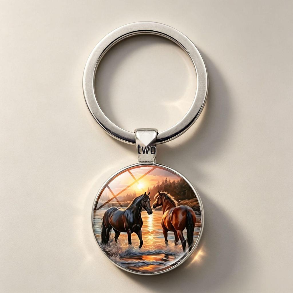 Exquisite Horse-Shaped Alloy Keychain & Glass Pendant - Elegant Bag Ornament & Gift Accessory