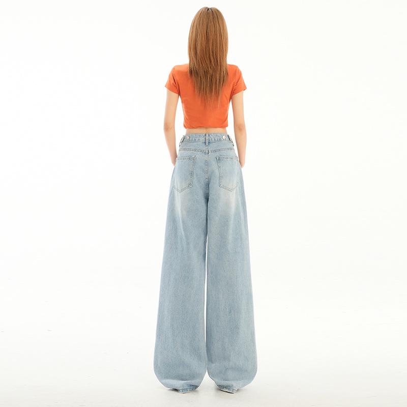 Damen High Waist Ripped Spitze Straight-Leg Loose Jeans - Sommer 2025