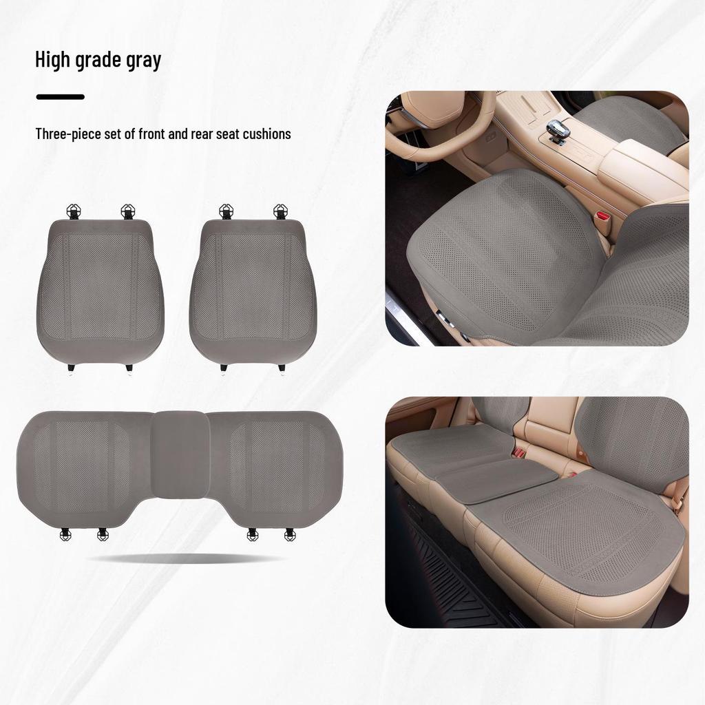 Denza Four Seasons Breathable Car Seat Cushion - Comfortable, Thin Plush, Single-Piece Cover