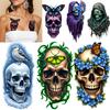 3pcs Temporary Tattoo Skull With Roses And Butterfly Realistic Temporary Tattoos Hooded Skeleton With Staff For Men Thighs