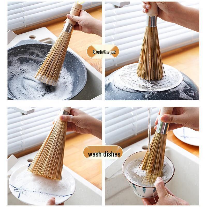 Baizi'en Old-Style Flat Bamboo Pot Scrubber (2-Pack)