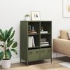 VidaXL Buffet haut vert olive 68x39x103,5 cm acier, armoire à livres, armoire à livres moderne, étagère à livres, étagère et 851386