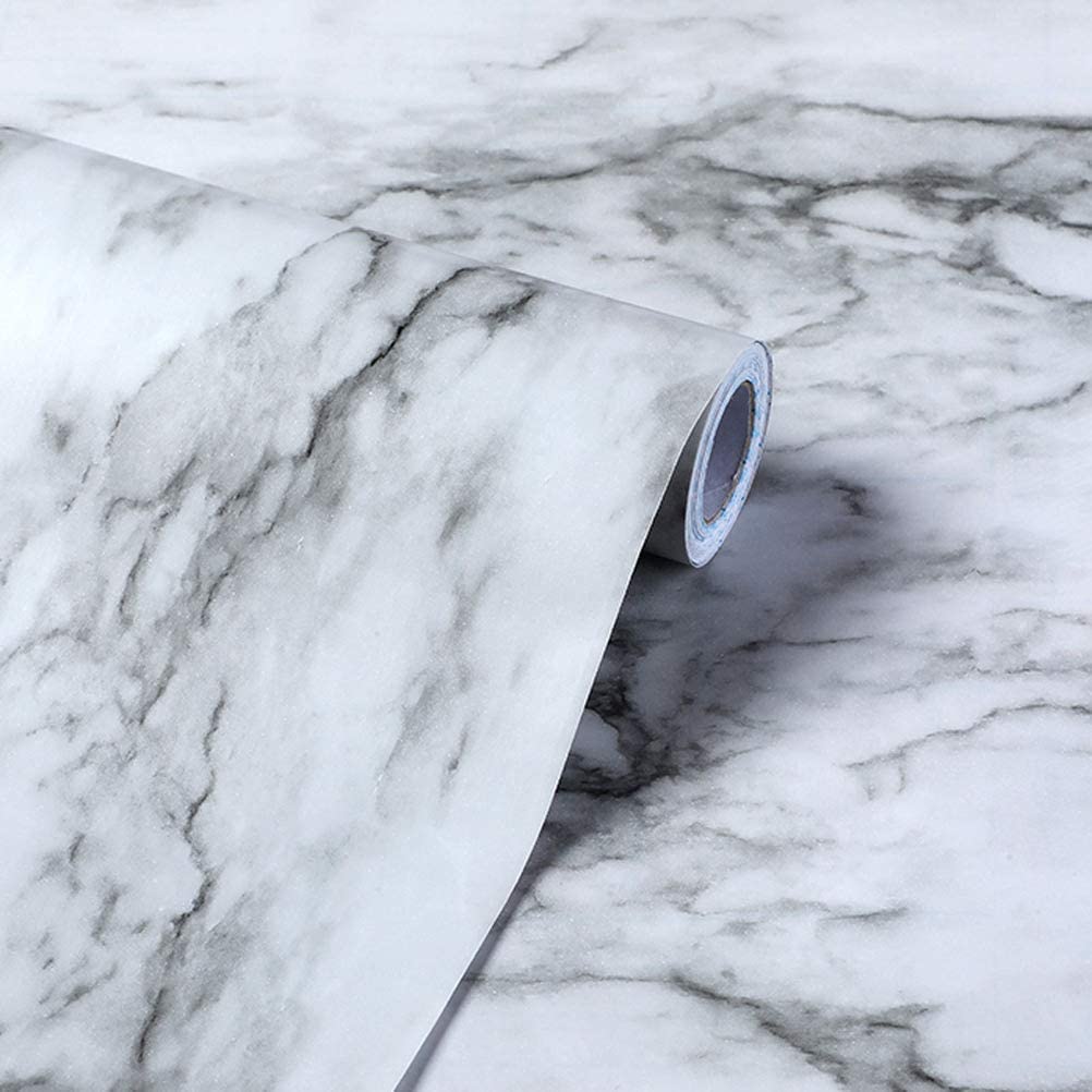 Gray Marble Self-Adhesive Wallpaper Waterproof Vinyl Peel and Stick Wallpapers for Old Furniture Kitchen Countertop Granite Film