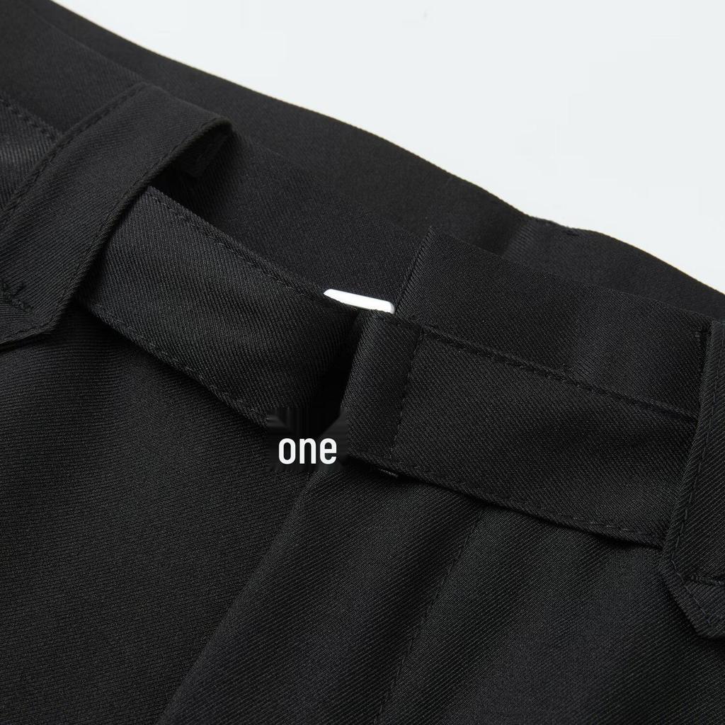 Men's Spring 2026 Casual Trousers - Korean Style, Non-Iron, Loose Tapered Suit Pants with Half Elastic Waist