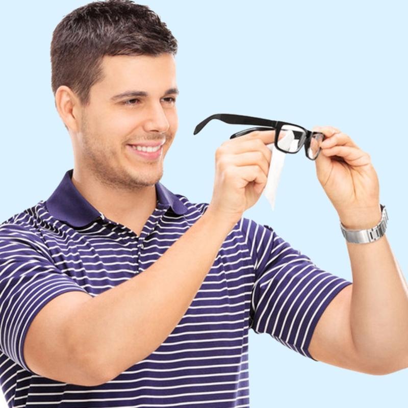 100pcs Moistened Optical Wipes Safe For Anti Reflective Coating Glasses Travel Friendly Individually Wrapped