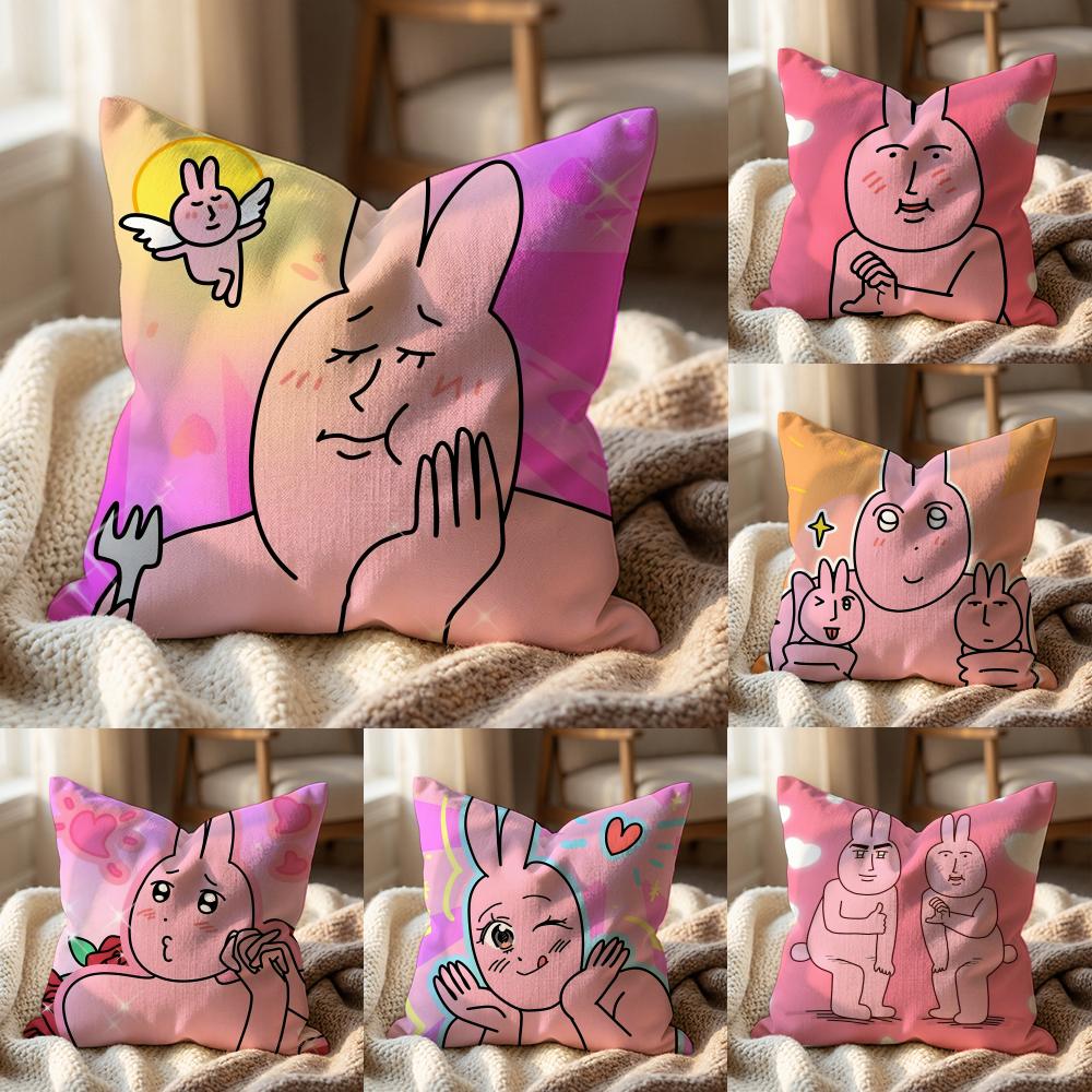 my friend rabbit Cushion Cover Multi-Scene Pillow Cover for Home & Car - Reversible, Soft & Durable for Daily Use