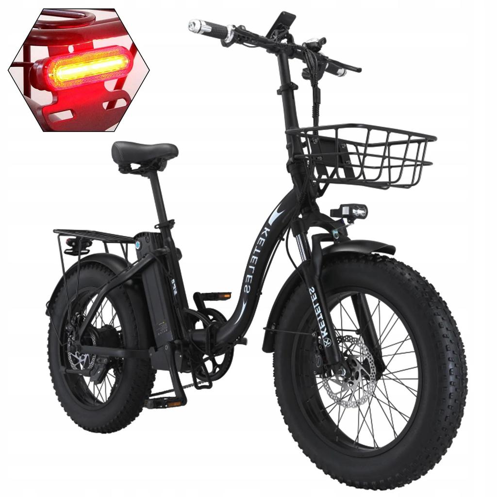 Keteles KF9 Folding Electric Bike, 1000W Motor, 48V 35Ah Battery, 20*4.0'' Fat Tires, Hydraulic brake, Yolin Color Display, 7 Speed