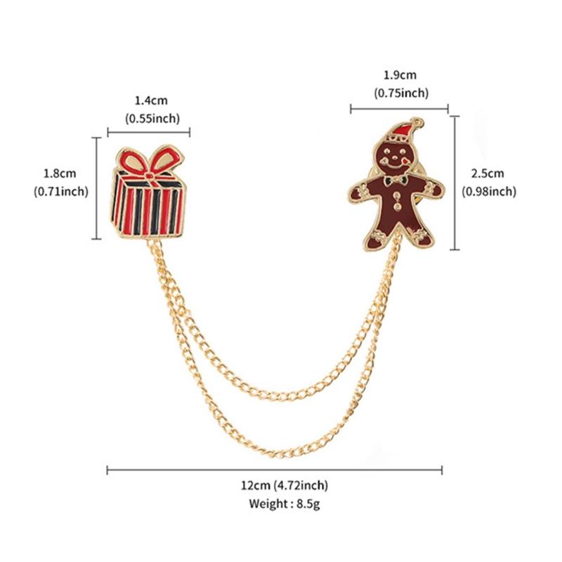 Fashion Christmas Brooch Tassels Chain Clothing Pin Santa Tree Wreath Gift Badges Lapel Pin Party Jewelry Festive Pin