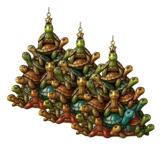 1/2/3Pcs Christmas Pendant Sea Turtle Shape Acrylic Bright Color Hanging Ornament with Lanyard Holiday Decor