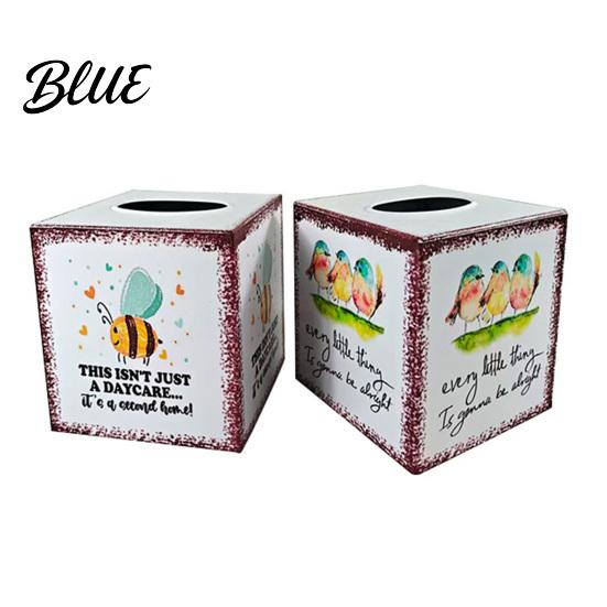 Pastoral Aesthetic Tabletop Bird Watercolor Tissue Box Art Square Decor Iron Bee And Print Decorative