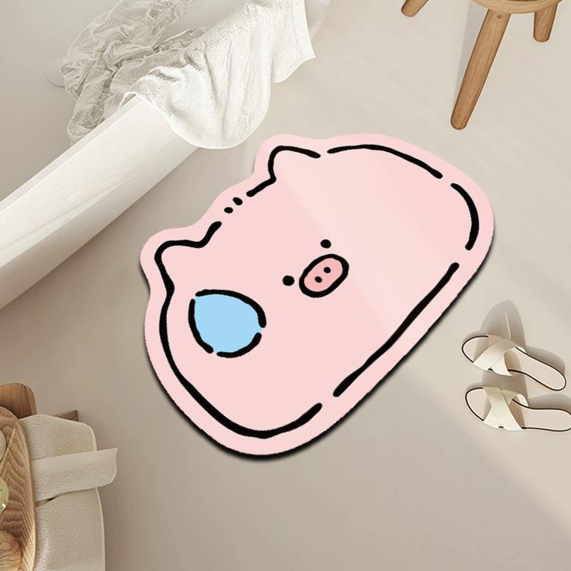 Cartoon Animal Doormat - Diatomaceous Earth Entrance Mat, Quick-Dry Absorbent Floor Mat For Bathroom, Durable And Non-Slip For Home Entryway