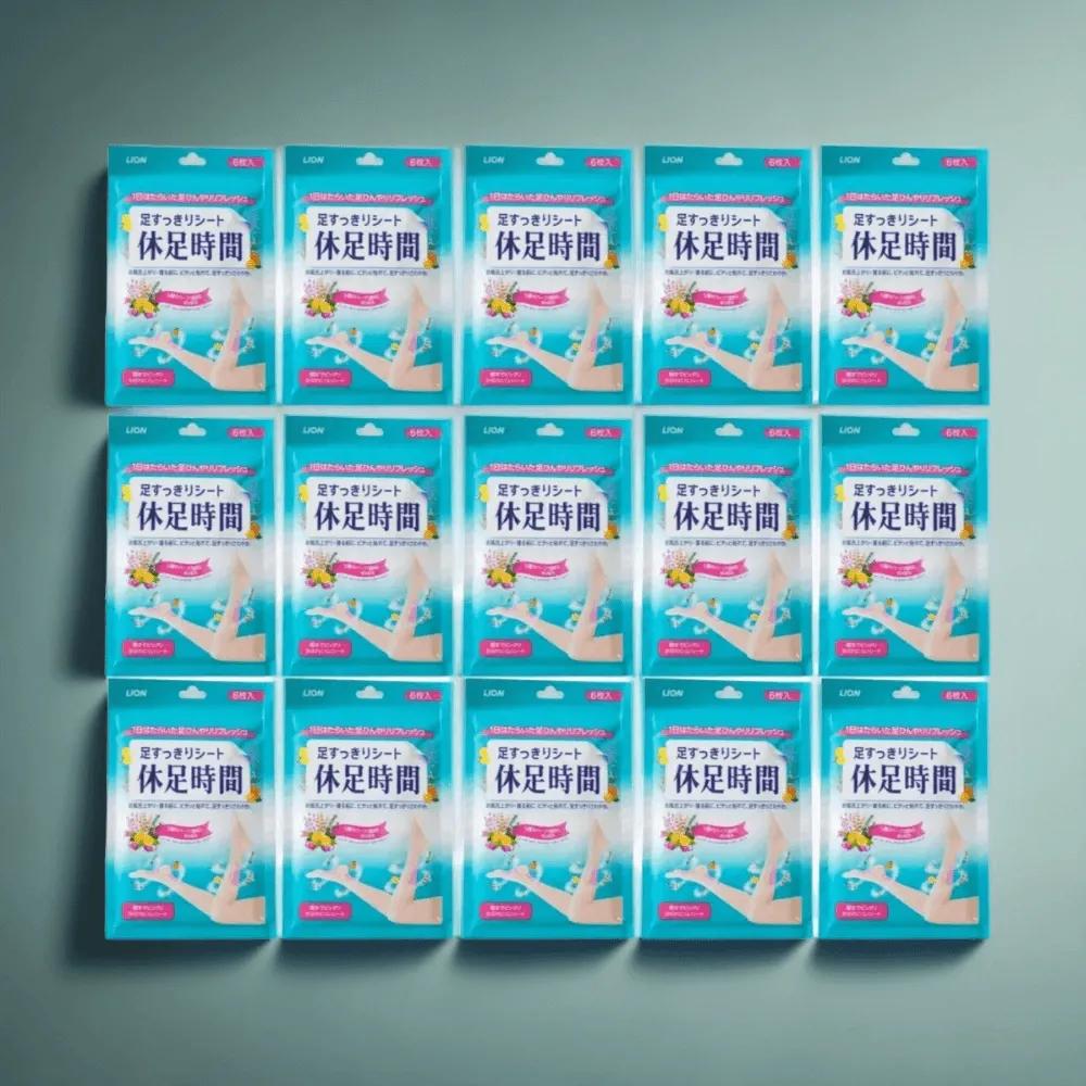 Kyusoku Jikan Cooling Sheets, 6 sheets per pack x 15 packs, Total 90 sheets, Leg, Foot, and Calf Patches