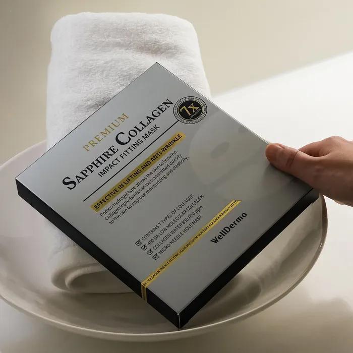 Radiant Elastic Collagen Mask Pack _ Wellderma Sapphire Collagen Impact Hydrogel Fitting Mask Pack 4 Sheets