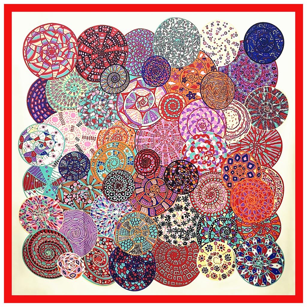 130cm Luxury Brand Welkin Snail Print Silk Scarf For Women Headband High Quality Large Square Scarves Female Twill Shawls