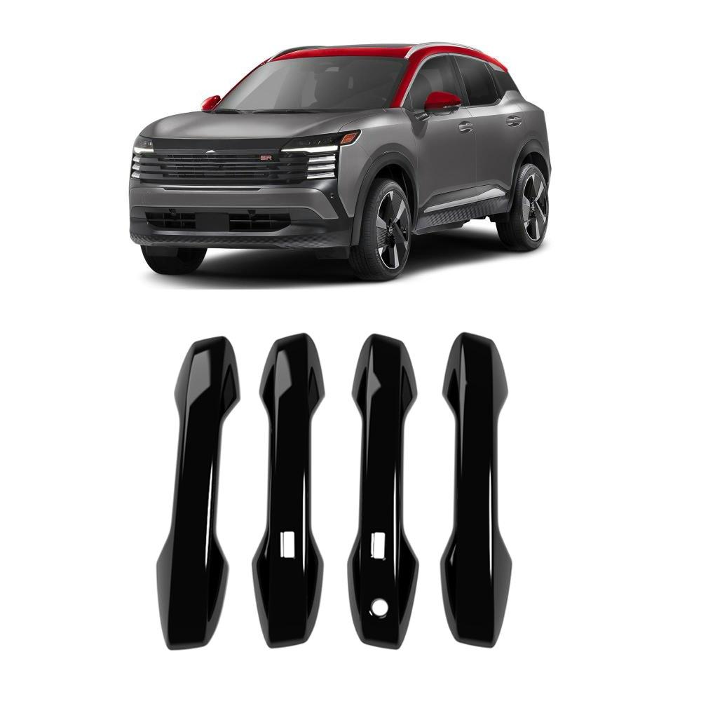 For Nissan Kicks 2024 2025 2026 ABS CarbonFiber Silver Car Door Handle Bowl Pull Cover Door Bowl Sticker Exterior Accessories