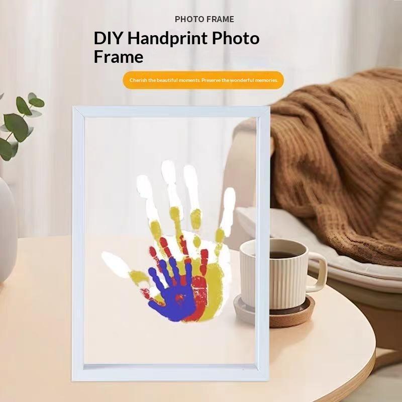 Personalized Family Handprint Photo Frame DIY Set with 6 Paint Colors, Pen, Eraser, and Brush