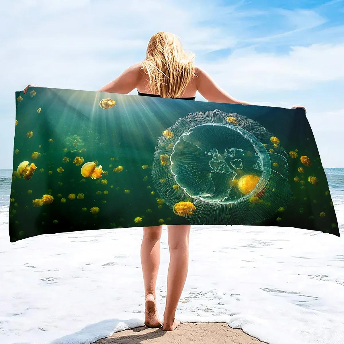 Textilien Jellyfish Sand Free Beach Towel Quick Dry Absorbent Swim Blanket Lightweight Compact Beach Accessories For Travel Pool Yoga