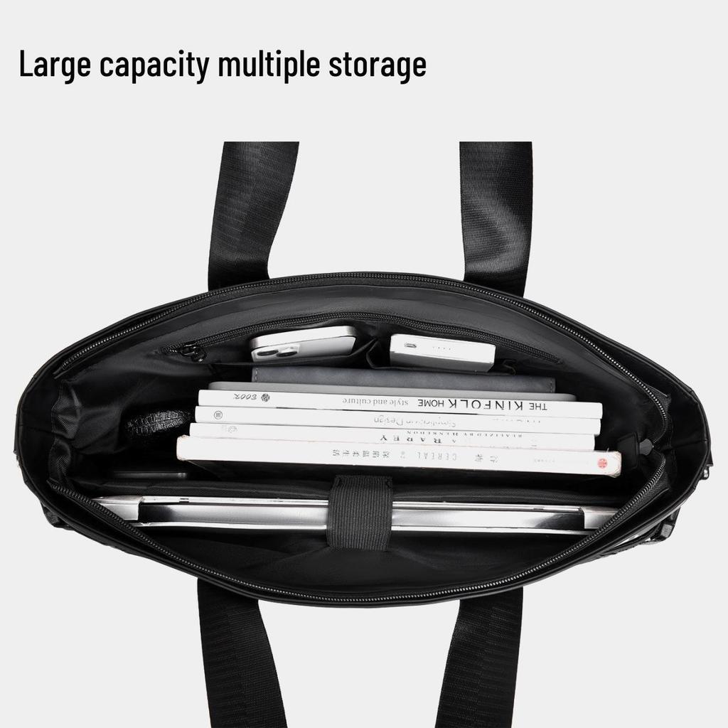 Men's Black Waterproof Oxford Briefcase – Large Capacity, Versatile Commuter Bag