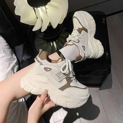 Mode Damen Klobige Sneaker Lässige Plateauschuhe 7,5 cm Höhenerhöhung Dicke Sohle Damen Turnschuhe Mode Atmungsaktiver Korb Femme