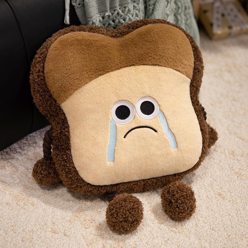 

Simulated Creative Expression Smile Crying Toast Bread Pillow Plush Toy Doll Children s Doll Crossbody Bag throw pillow 23cm 0.15kg