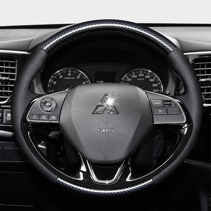 

Ручная прошивка Углеродное волокно Кожа Рулевое колесо автомобиля Для Mitsubishi Outlander 2016 - ASX18 Eclipse Cross 2018 style 1