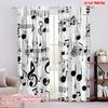 2pcs,2D Plane Printing Curtains Musical Chaos Versatile Fabric (without Rod) Holiday Use for Bedroom, Living Room