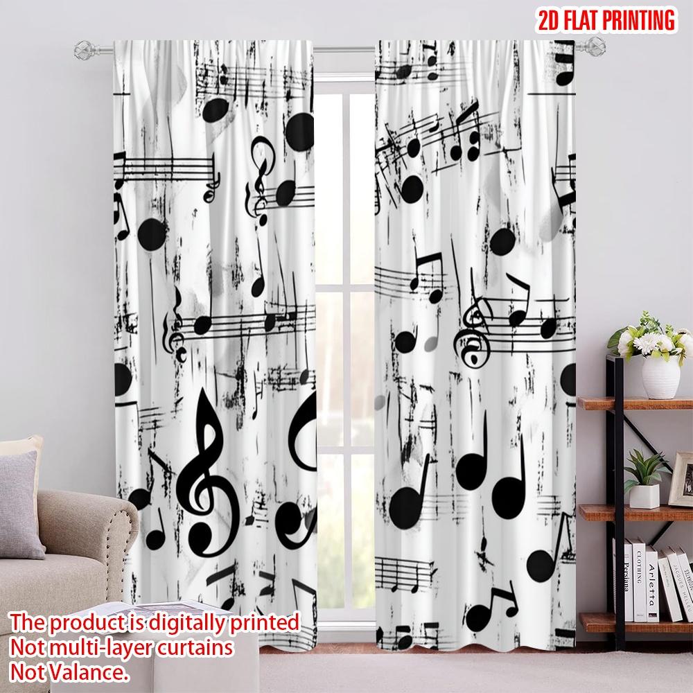 

2pcs,2D plane printing Curtains Musical Chaos Versatile Fabric (without rod) Holiday Use for Bedroom, Living Room 52.50 × 116.00 cm 2 pcs