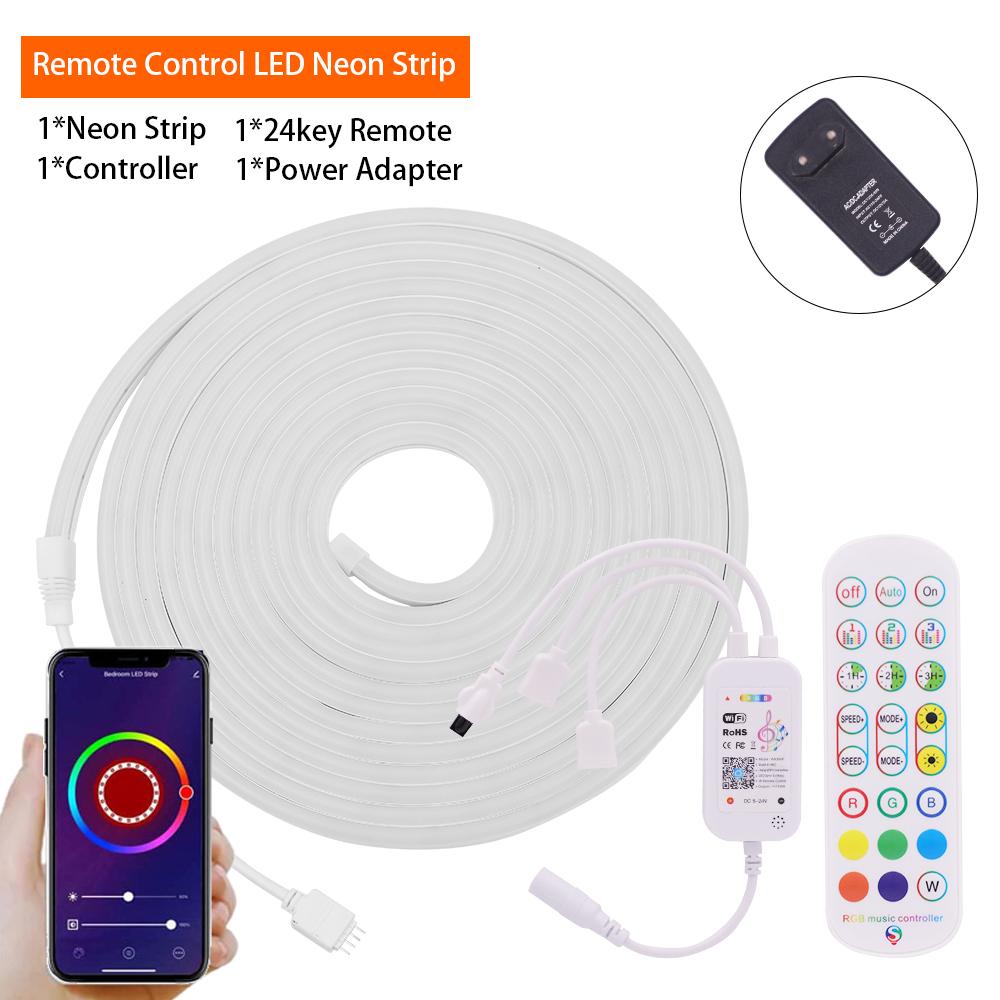 

12 В RGB светодиодный неоновый свет 6x12 мм Гибкая лента Водонепроницаемые силиконовые светильники 3535 96LED Tuya Wi-Fi Смарт-пульт дистанционного управления с регулируемой яркостью Декор