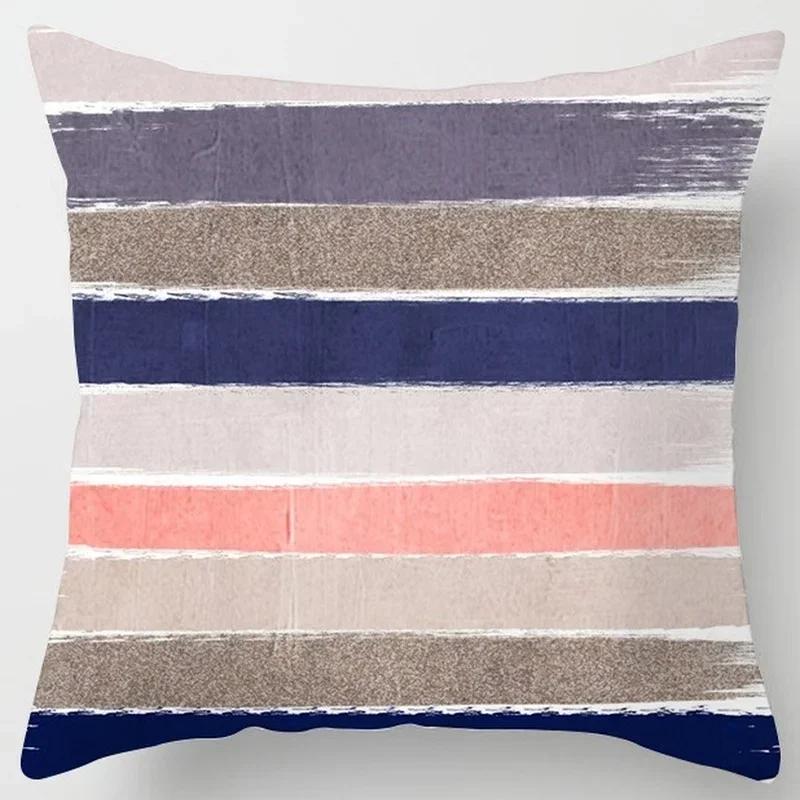 Geometric Abstract Pattern Plush Square Cushion Cover Family Chair Living Room Bedroom Sofa Decorative Pillowcase 45X45Cm