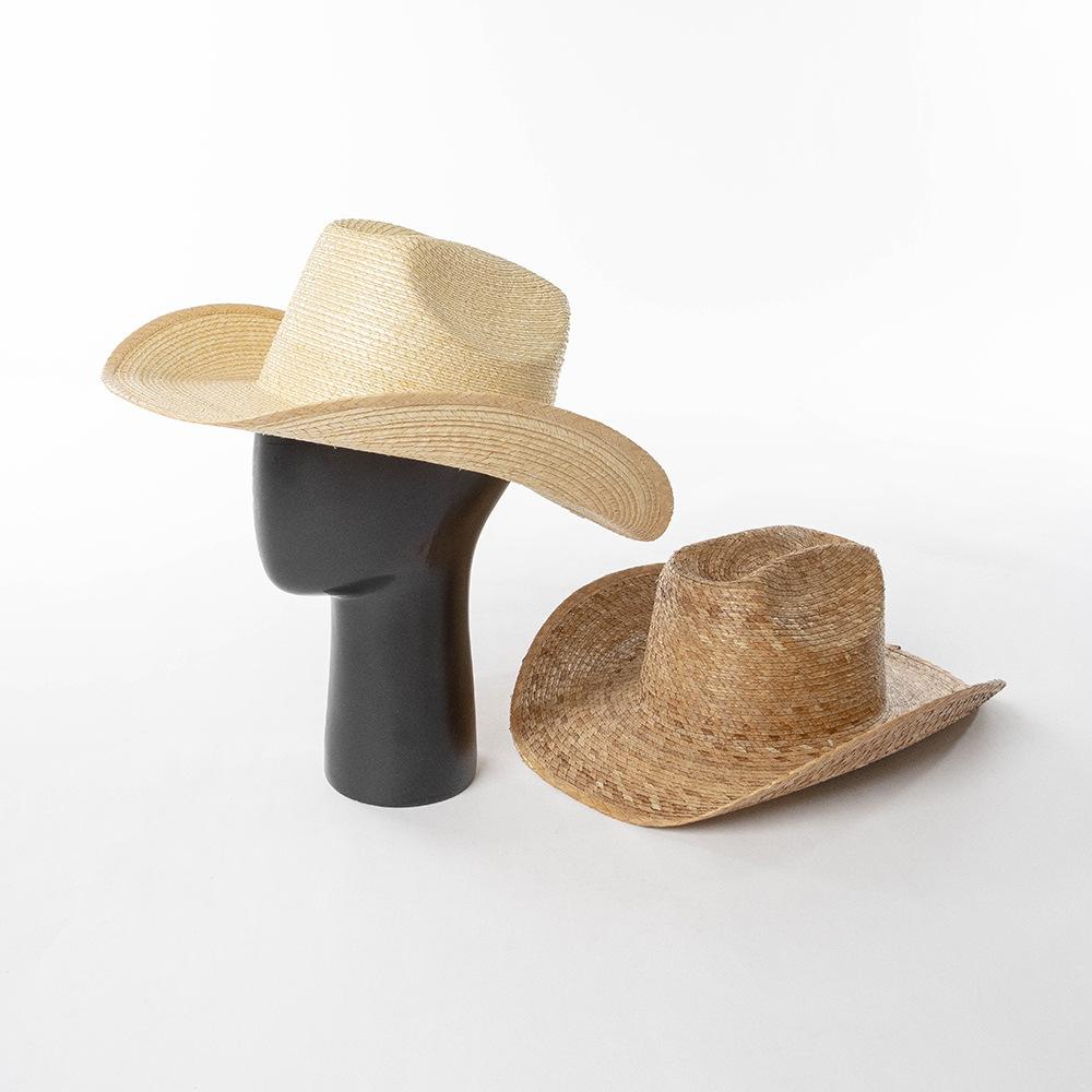 Garden Supplies My Women's Brown 2025 Fashion Handwoven Palm Leaf Large Eaves Bent Edge Cowboy Hat For Men And Outdoor Sunscreen And Sunshade Straw Hat 59Cm