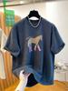 Spring Plus Size Year of the Horse Printed T-shirt - Women's Loose Short Sleeve Top