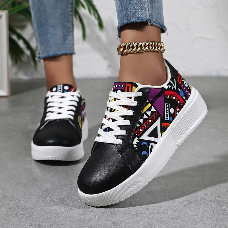 TUINANLE Women's Leisure Sneakers Black Flat Comfortable Lightweight Shoes for Walking Outdoor