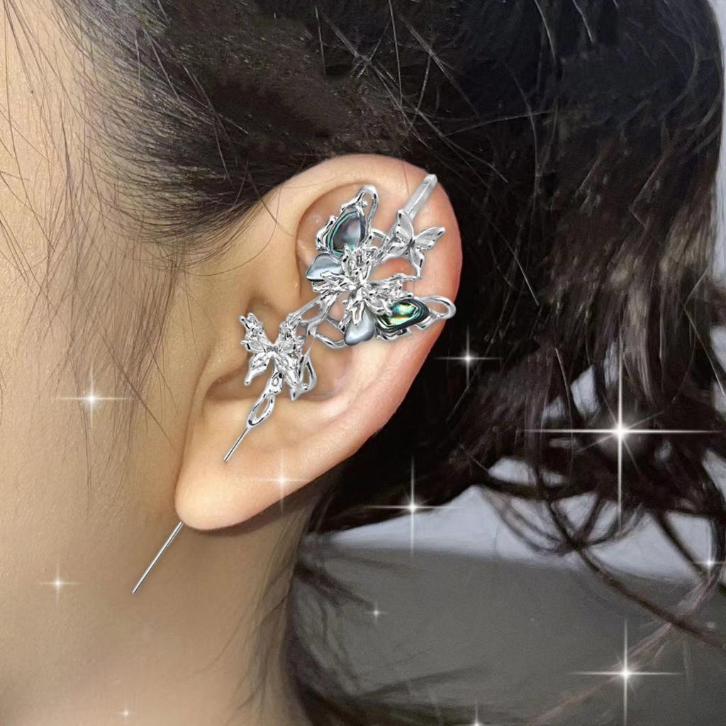 Elegant Alloy Butterfly Ear Cuffs Featuring Stylish Stones Portable for Parties Supplies and Everyday Casual Wear
