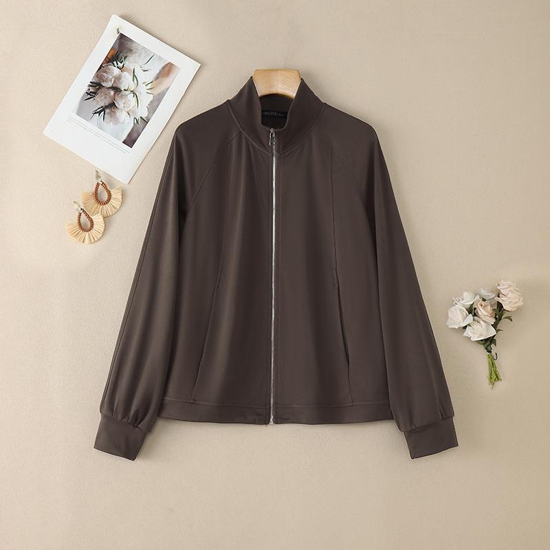 ZANZEA Women Casual Stand Collar Long Sleeve Thin Zipper Jackets