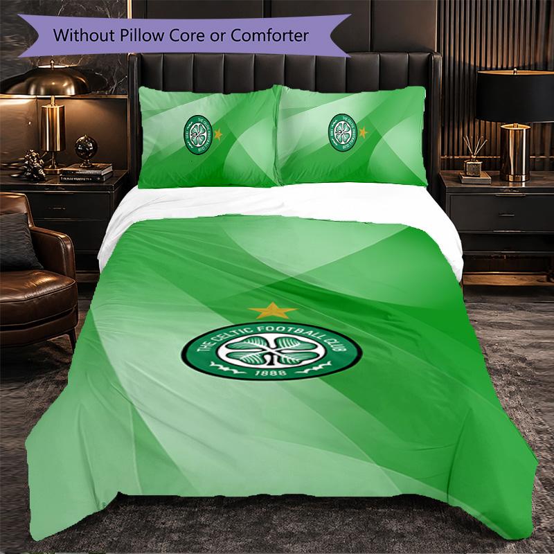 Celtic FC 3 Piece Bedding Set Soft Duvet Cover Set with Pillowcases Printed Bedroom Decor Set for Home