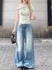 Fashionable Comfortable Design Grind High Waist Wide Leg Jeans Women Loose Skinny Peplum Drag Floor Trousers Jeans for Women Long Denim Pants
