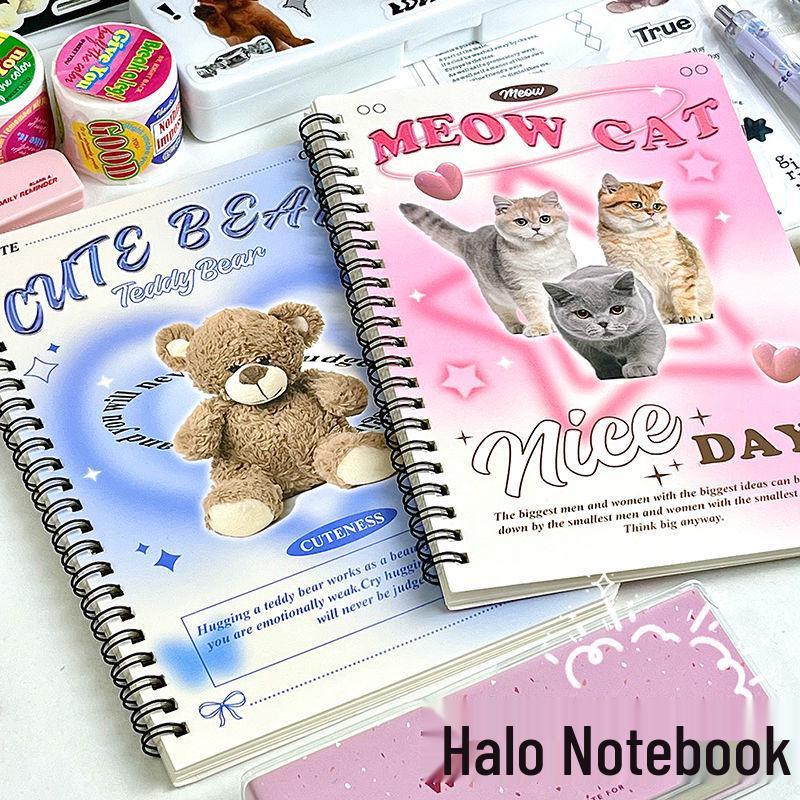 Handmade Heart-Shaped Bear Coil Notebook - Lined Journal Diary