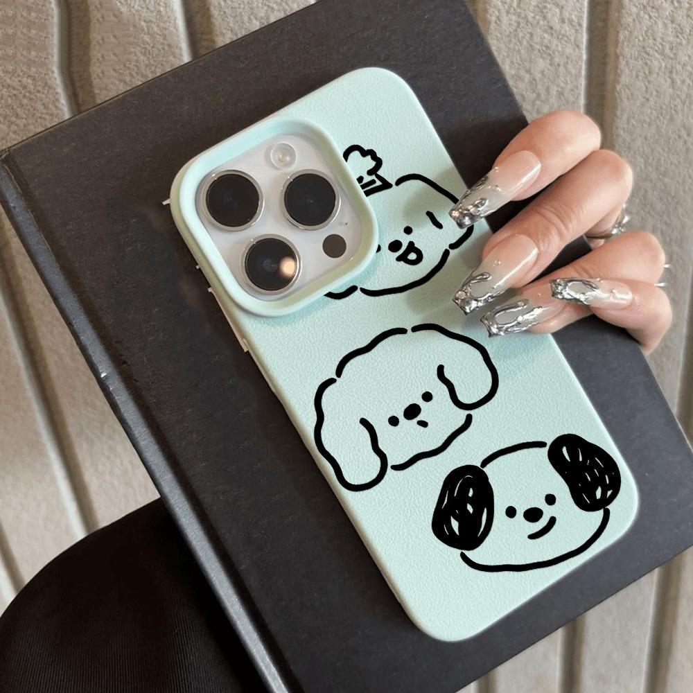 Husă pentru telefon cu senzație de piele pentru iPhone 11 13 16 Pro Max iPhone XR XS Max 14 15 Pro Max 12 13 Pro Max 16 Plus 13 Pro 14 Pro desene animate pictate Macaron Culori