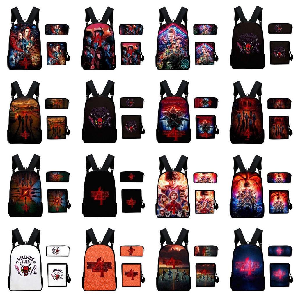 Stranger Things Waterproof Backpack Set 3pcs Crossbody Bag Pencil Bag Included