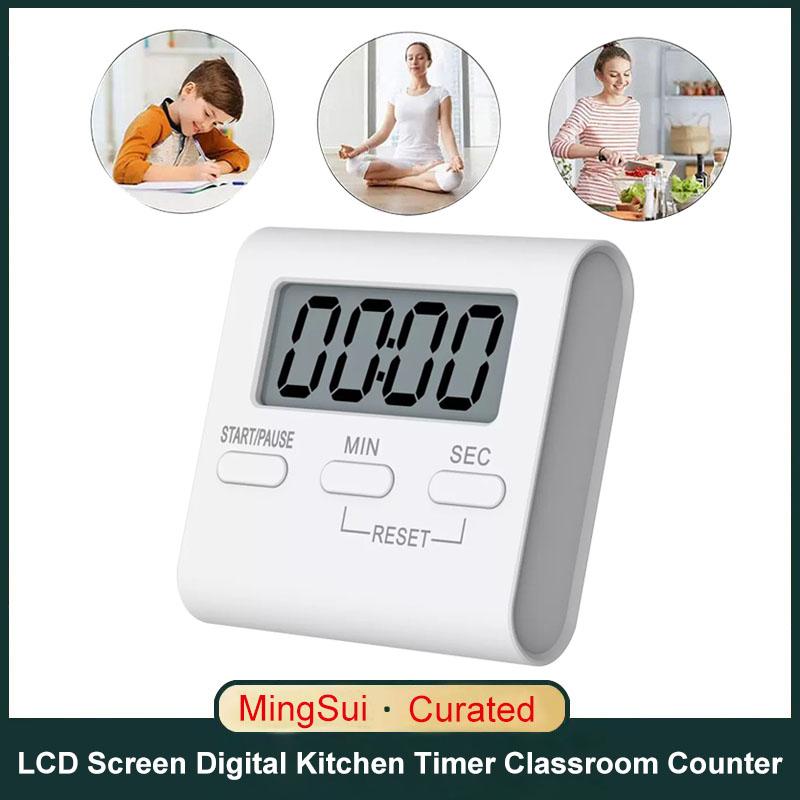 White Digital Kitchen Timer Cooking Timer LCD Digital Manual Countdown Mechanical Digital Kitchen Timer Magnetic Kitchen Gadgets