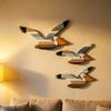 3 Pcs Pelican Wall Art Wooden Flying Bird Wall Hanging Decor Nautical Rustic Beach Wall Sculpture for Living Room Bedroom