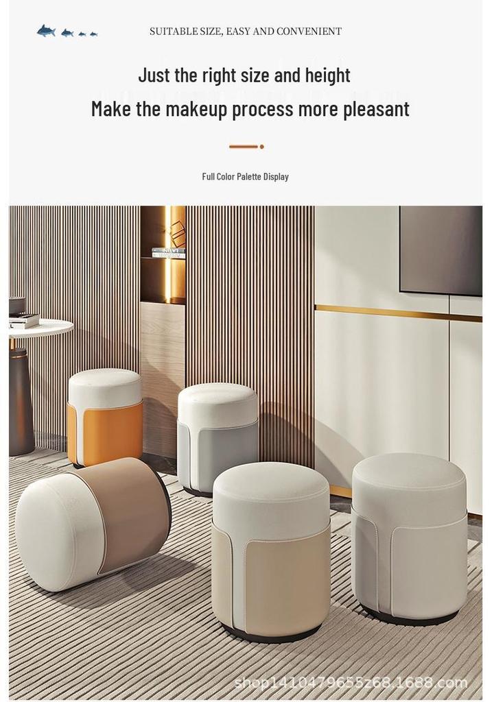 Luxury Round Makeup Stool: Elegant Cushion for Dressing, Coffee Table, or Low Stool