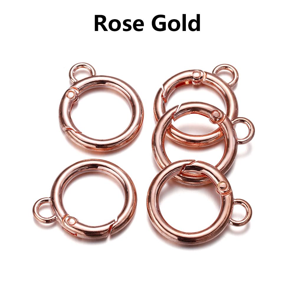 5Pcs Alloy O Ring Spring Clasps With Hole Openable Round Carabiner Keychain Bag Clips Hook Connector For DIY Jewelry Key Rings