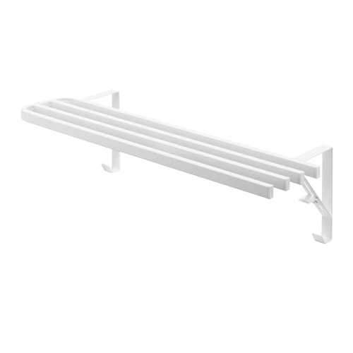 Yamazaki Tower Bath Towel Bar, Over-the-Bathroom Towel Rack, White, Approx. W57.5 x D22.3 x H17cm, Easy Installation, Pajama Storage, 5999