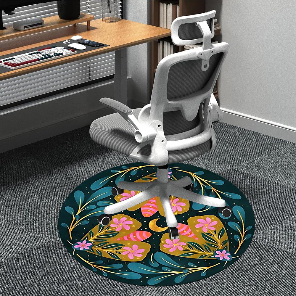 

1pc Floral Mandala Chair Carpet for Office, Round Non Slip Durable Large Size Office Carpet, Suitable for Office 80cm