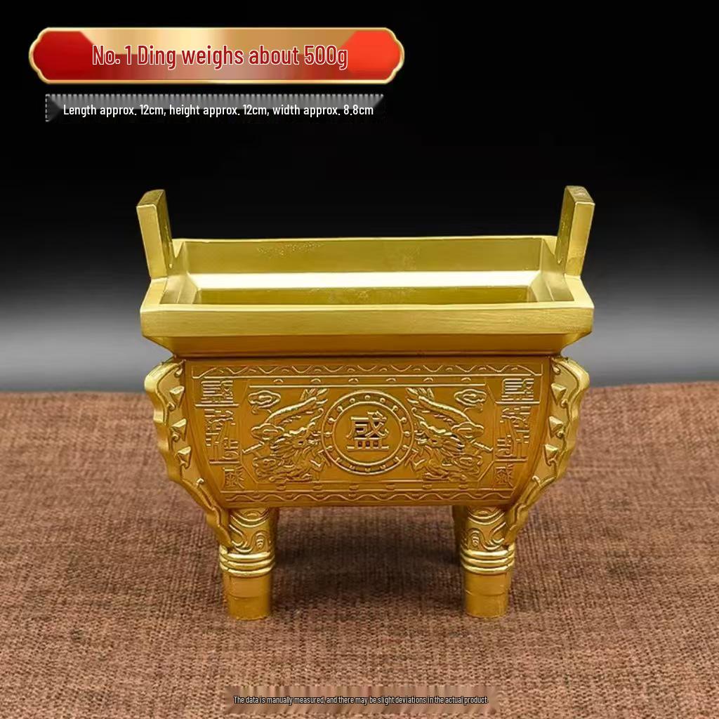 Brass and Copper Double Dragon Ding: Decorative Office & Home Ornament