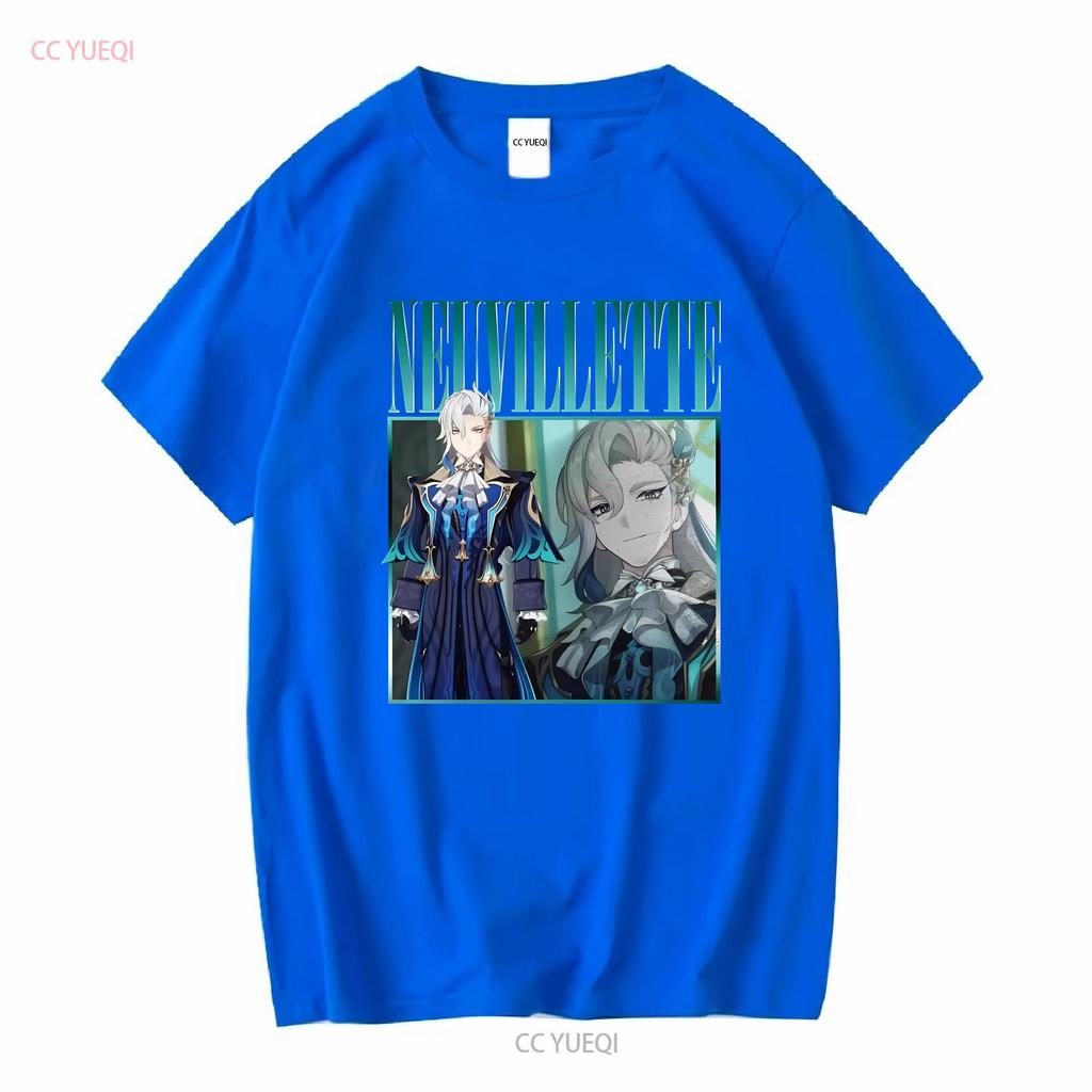 Neuvillette Genshin ImpacT T Shirt Vintage Retro Homage Gaming long or short sleeves vintage Washed graphic homme streetwear