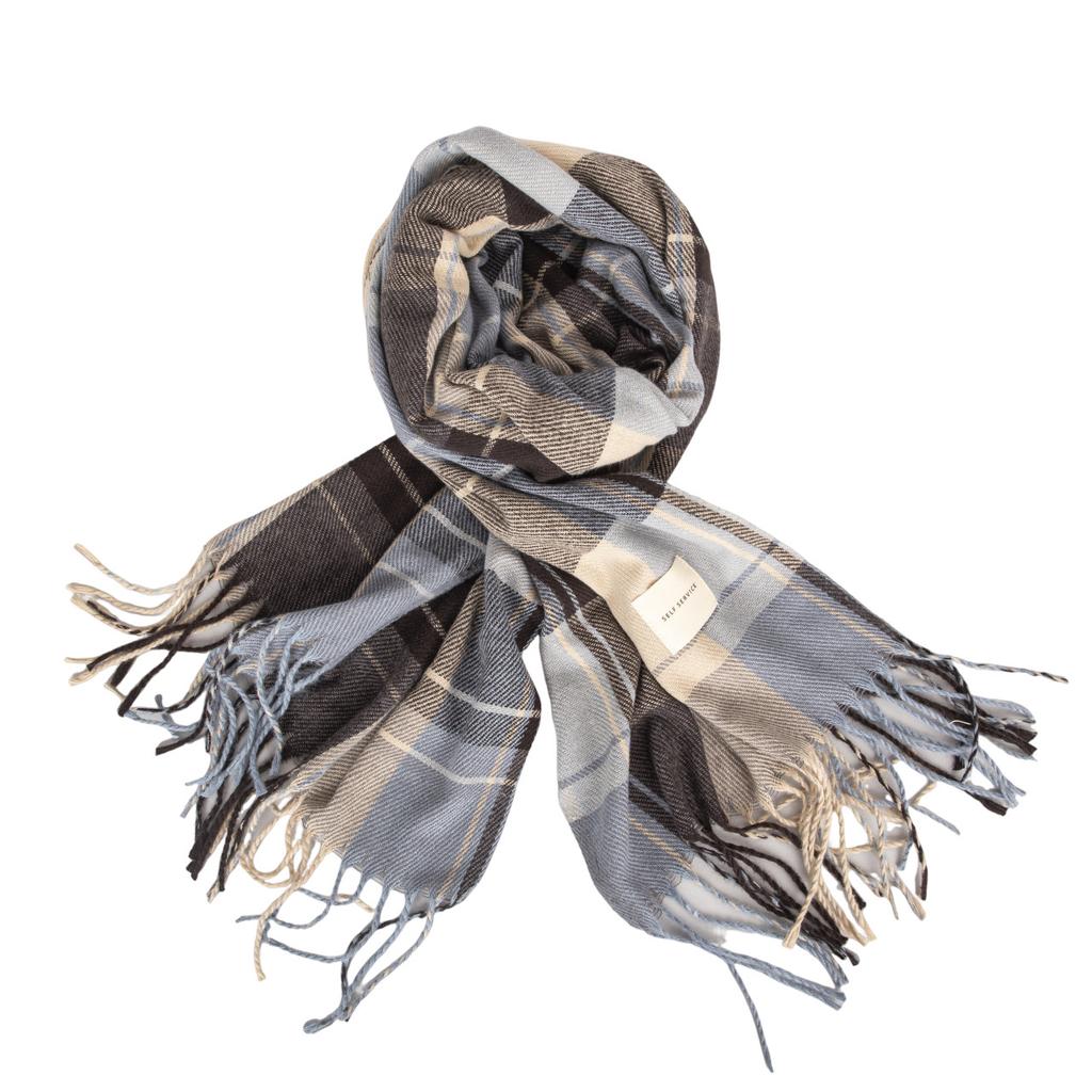 Plaid scarf girl cute autumn and winter imitation cashmere shawl warm scarf versatile fresh scarf woman