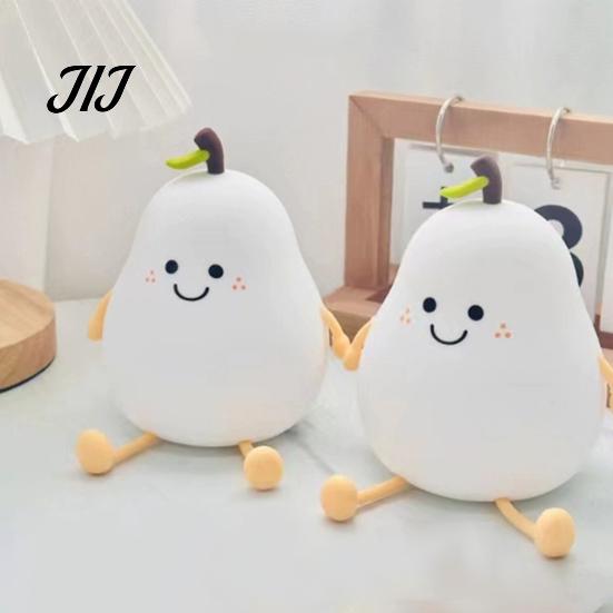 Decorative Pear Lamp for Bedroom Silicone Night Light, Touch Rechargeable Tapping Bedside Lamp, Toddler Room Sleep Aid Cute Warm Atmosphere