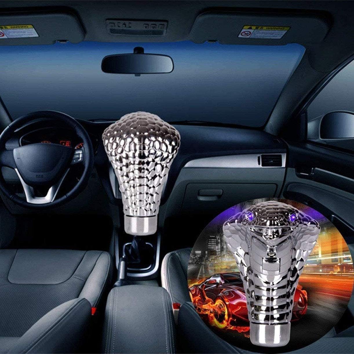 

Cobra Shift Knob, Cobra Head Gear Shift, Car LED Cobra Head Manual/Automatic Gear Stick Shift Knob Shifter Lever Novelty Tool Universal Use LED Car